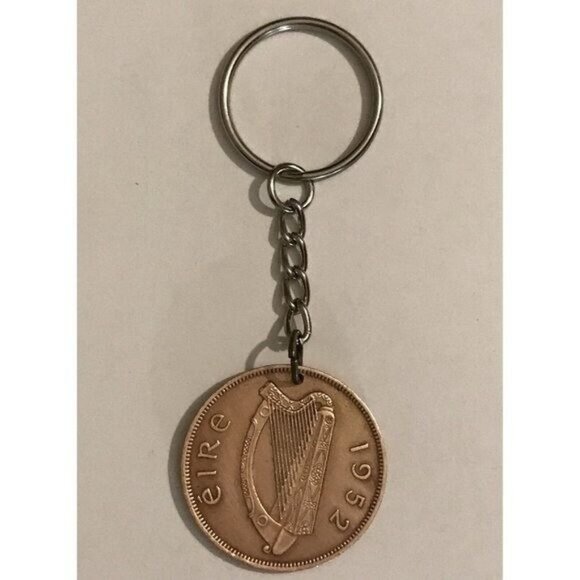 1952 Lucky Ireland Harp Bird Coin Keychain Circulated Real Great Gift 🎁 - Picture 4 of 4